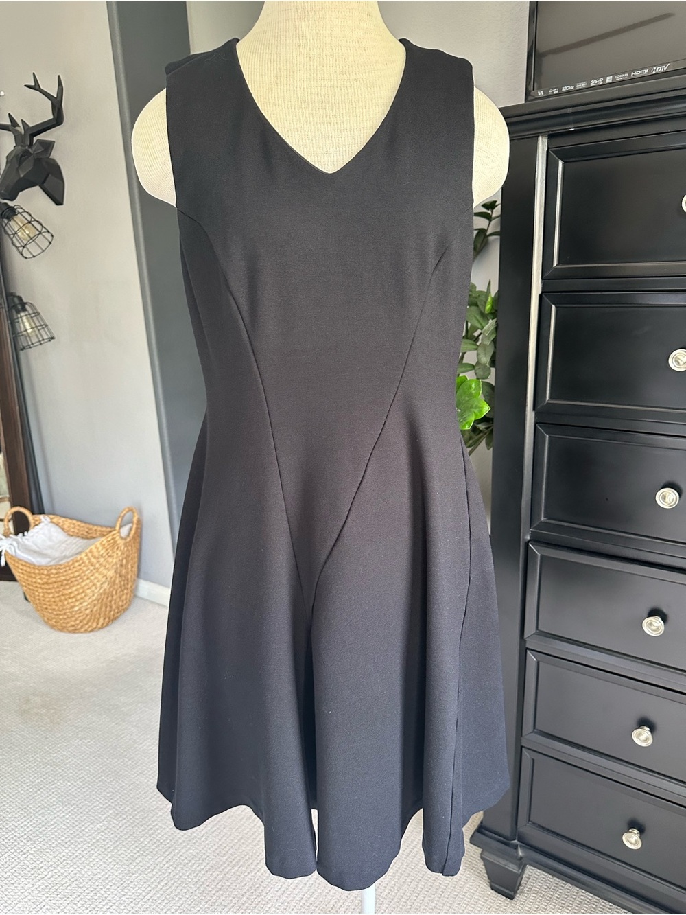 CAbi Black V-Neck Sleeveless A-Line Knit Dress size medium - Picture 6 of 15